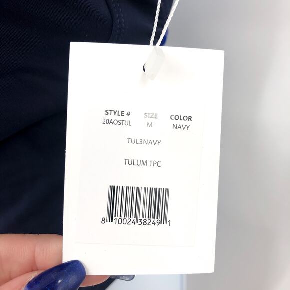 ANDIE SWM The Tulum One Piece Medium 8-10 Navy Blue Flat Cross Strap Back NWT - Picture 7 of 9